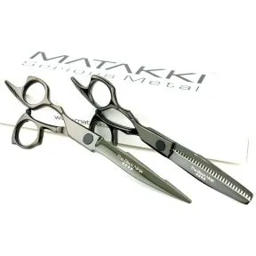 Matakki Black Ninja Left-Handed Professional Hair Cutting Scissor Set